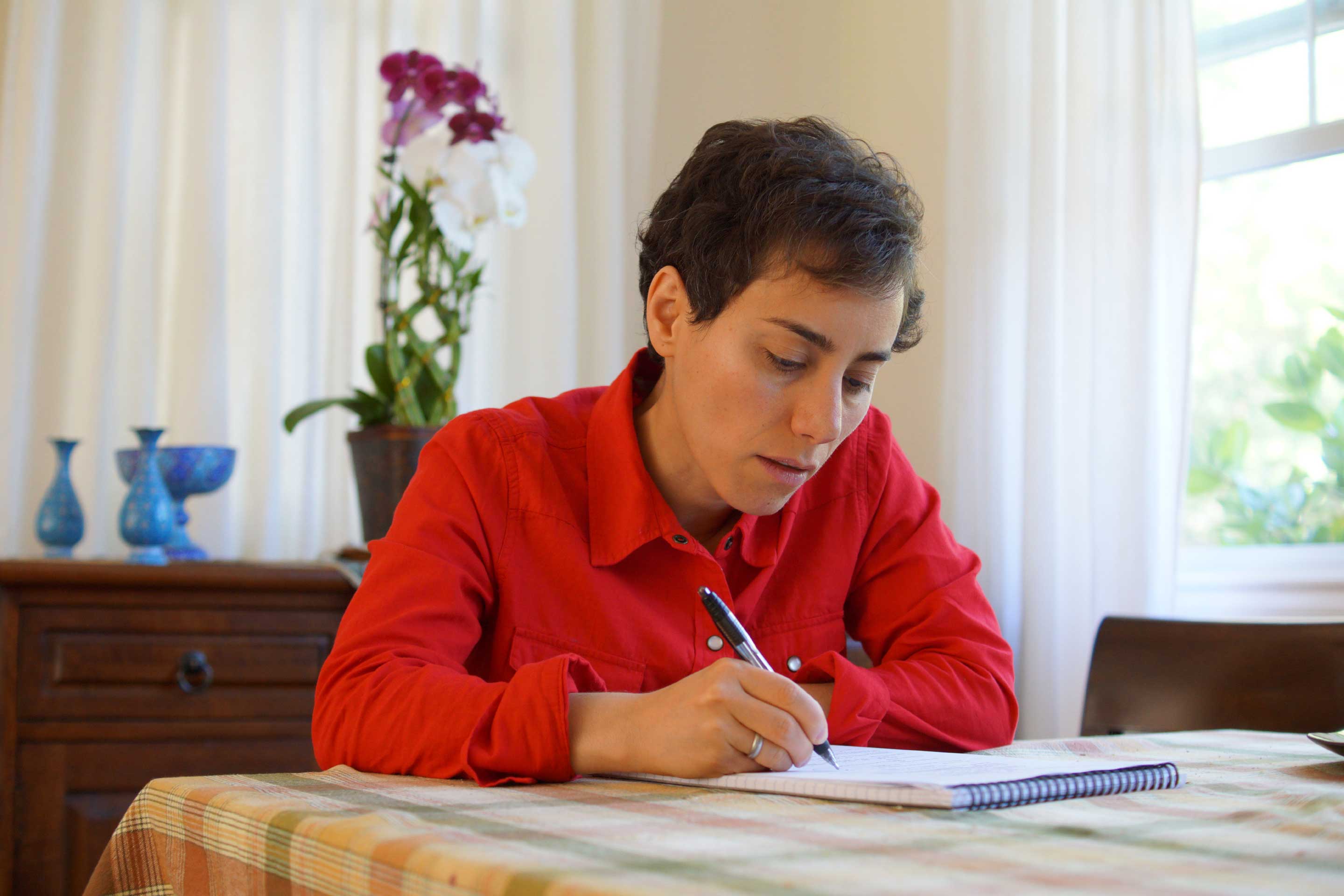 Maryam Mirzakhani writing