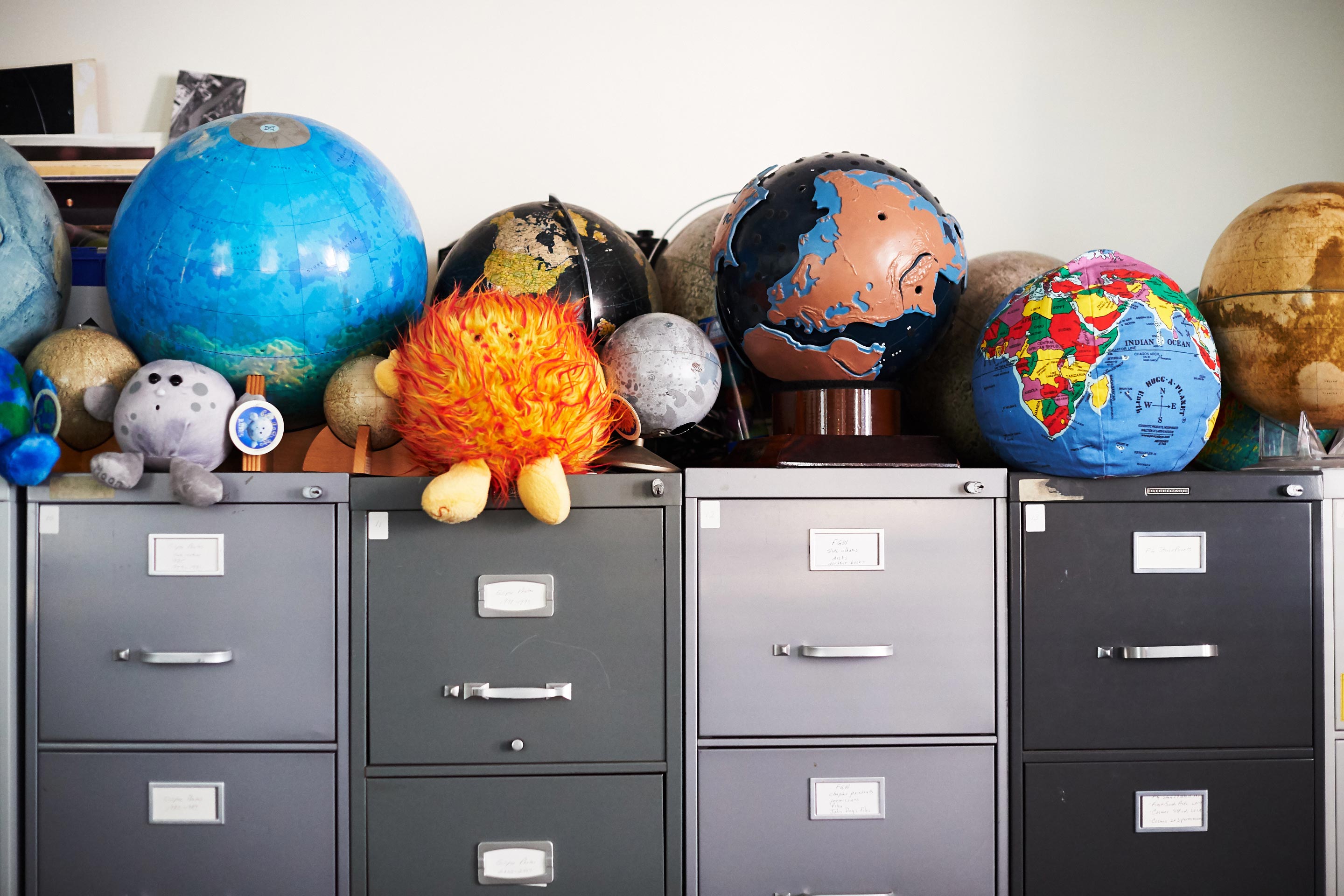 Globes in Jay Pasachoff's office