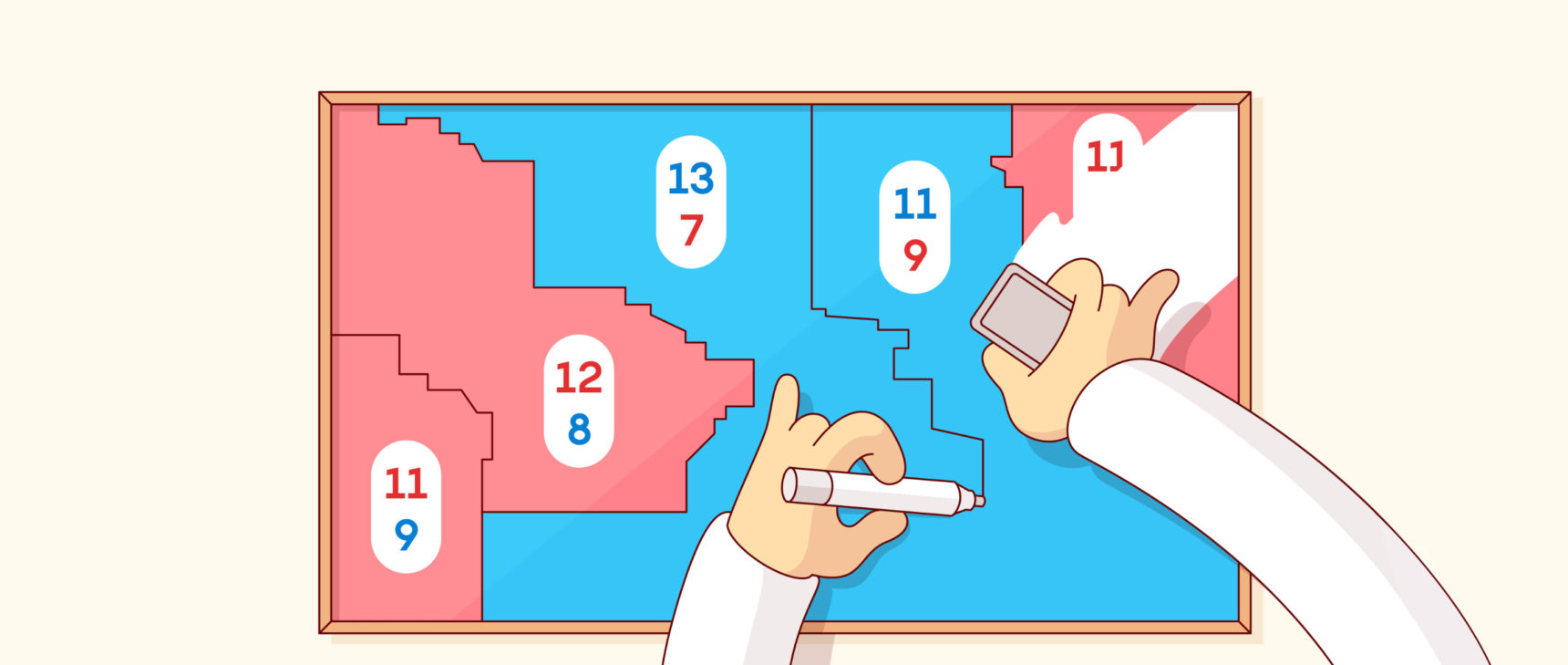 Gerrymandering illustration by Scott Martin for Quanta Magazine