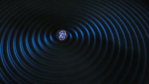 Artist’s rendering of merging neutron stars.