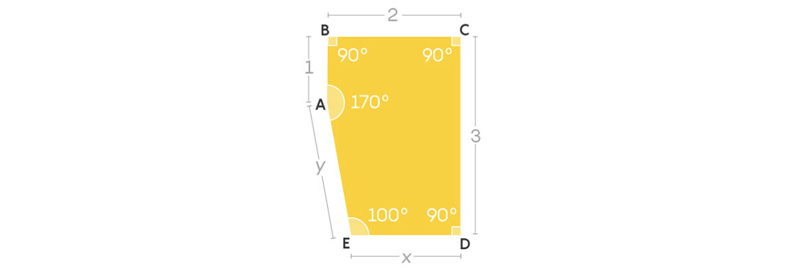 Pentagon with corners labeled A through E.