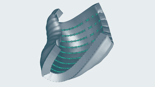 520px 3D illustration of tissue curling