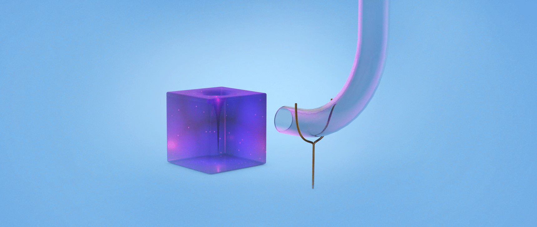 Animated illustration of a black hole in a cube of jelly