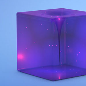 Animated illustration of a black hole in a cube of jelly