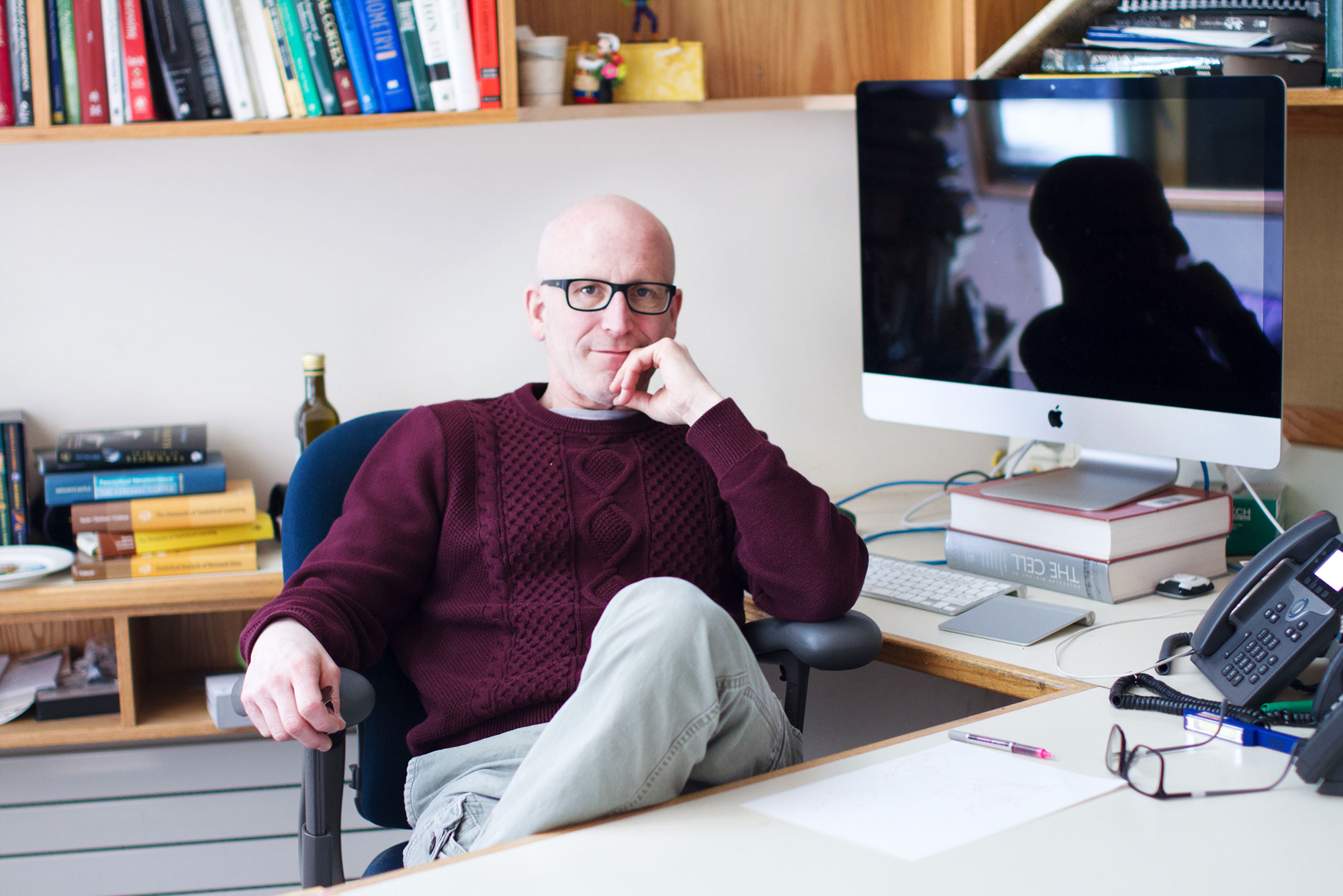 Photo of Tony Zador in his Cold Spring Harbor Laboratory office.