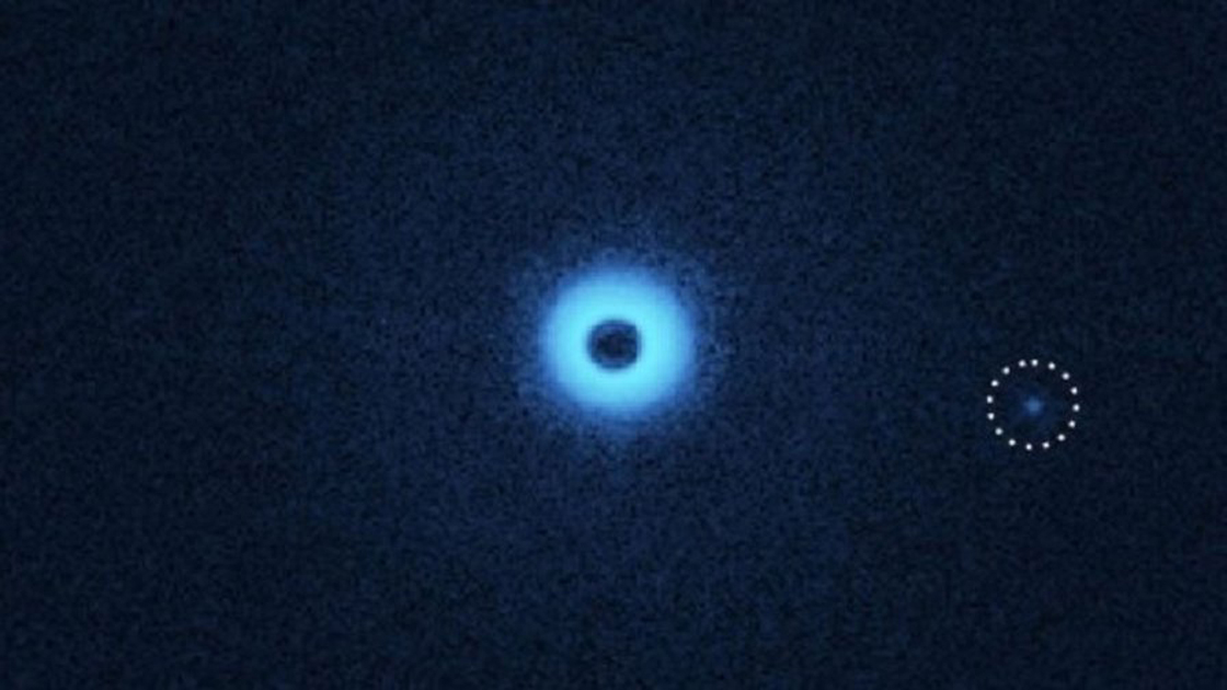 nfrared image of the binary star system CS Cha viewed with special polarization filters that make dust disks and exoplanets visible