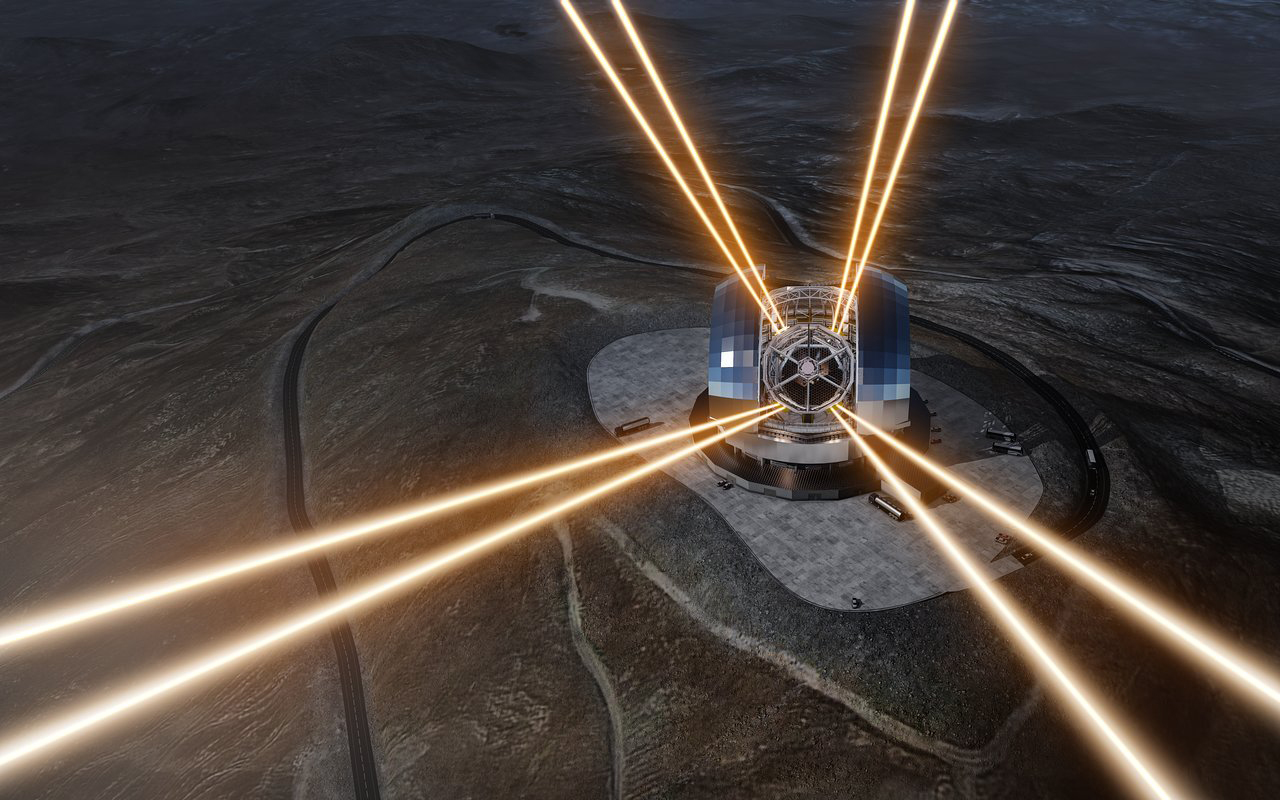 Artist’s rendering of the Extremely Large Telescope in operation