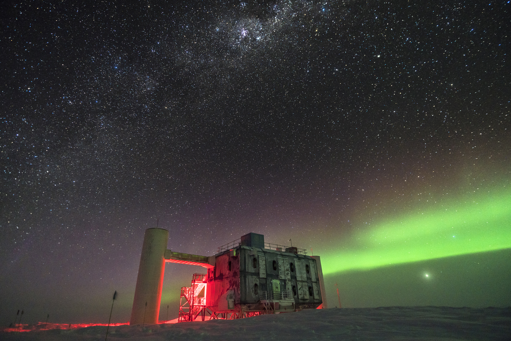 Photo of the IceCube Laboratory at the Amundsen-Scott South Pole Station, in Antarctica.