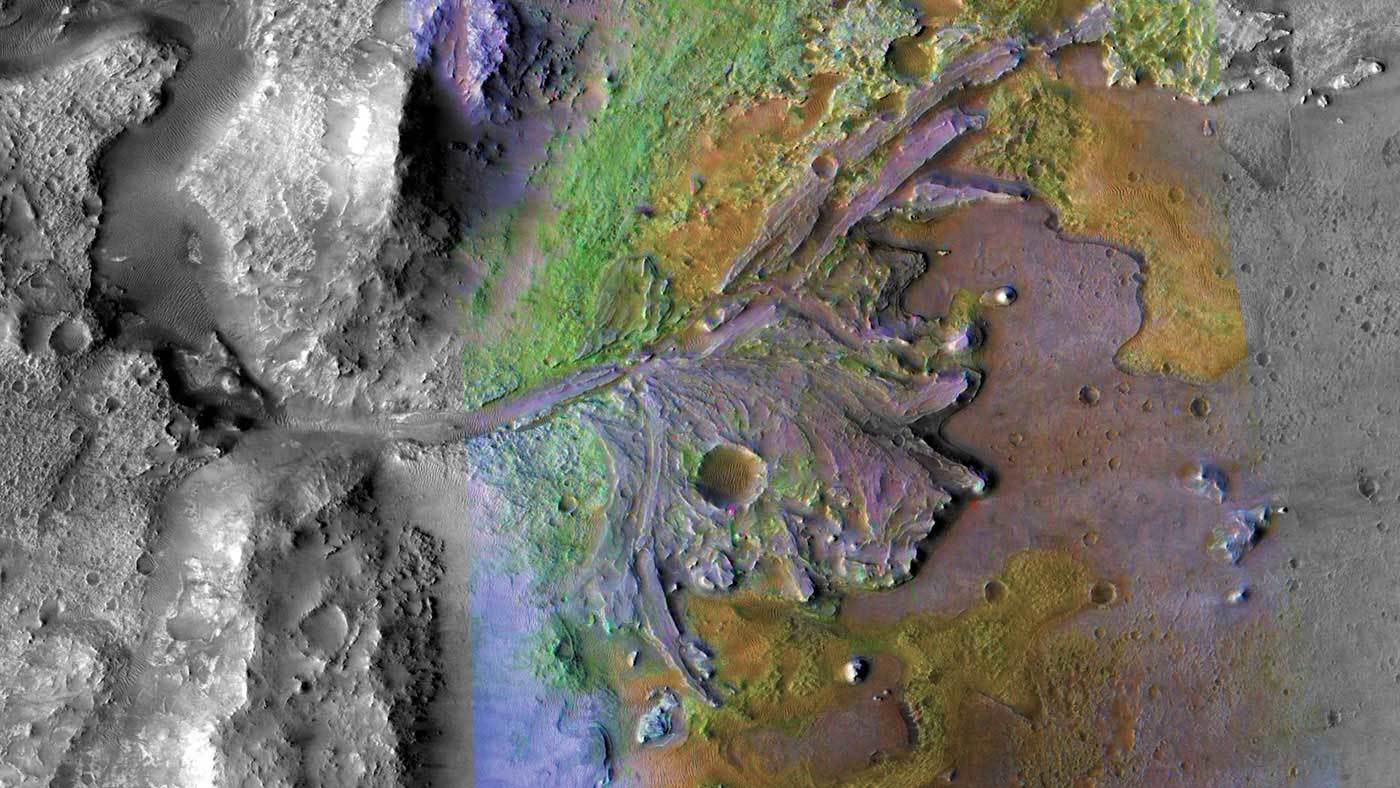 Photo of the Jezero Crater on Mars