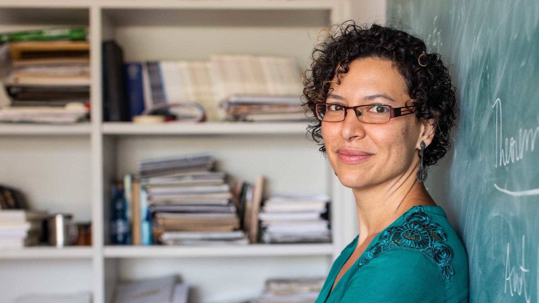 Carolina Araujo in her classroom at IMPA