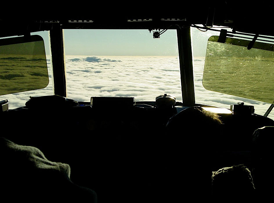 PHOTO: Stratocumulus clouds off the coast of Chile taken by mission scientist Robert Wood of University of Washington out of the cockpit of NCAR's C-130 research aircraft during the VOCALS experiment in 2008.