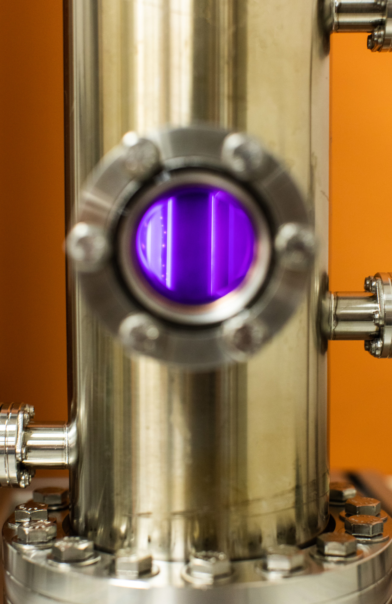 PHOTO: Inside the planetary atmospheric simulation chamber, various gasses get exposed to high-energy plasmas.