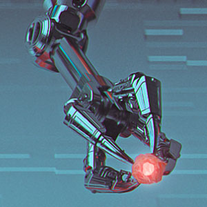 An illustration of a machine with two mechanical arms sorts cells by size into processing lines marked “Asymmetric Division” and “Symmetric Division.”