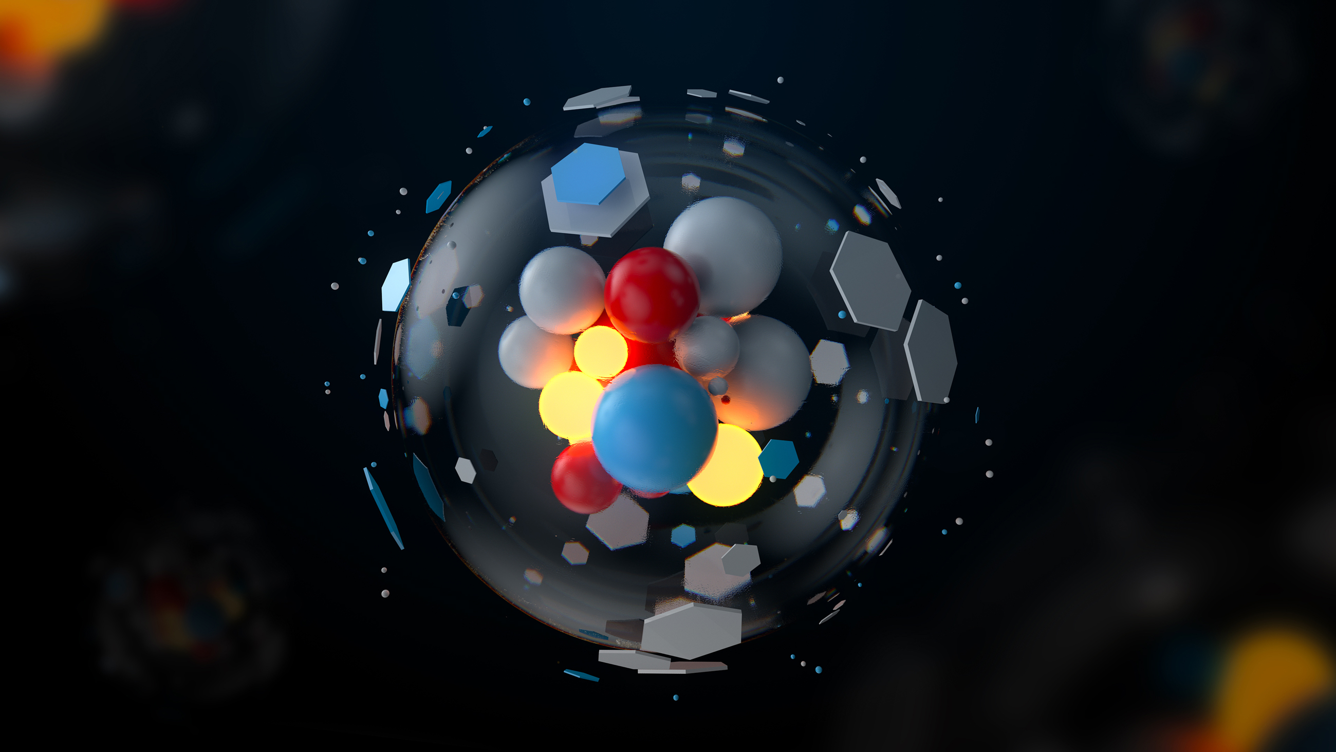 3D illustration of a complex atomic structure.