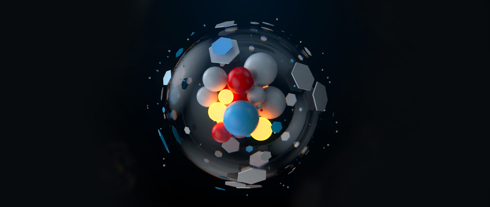 3D illustration of a complex atomic structure.