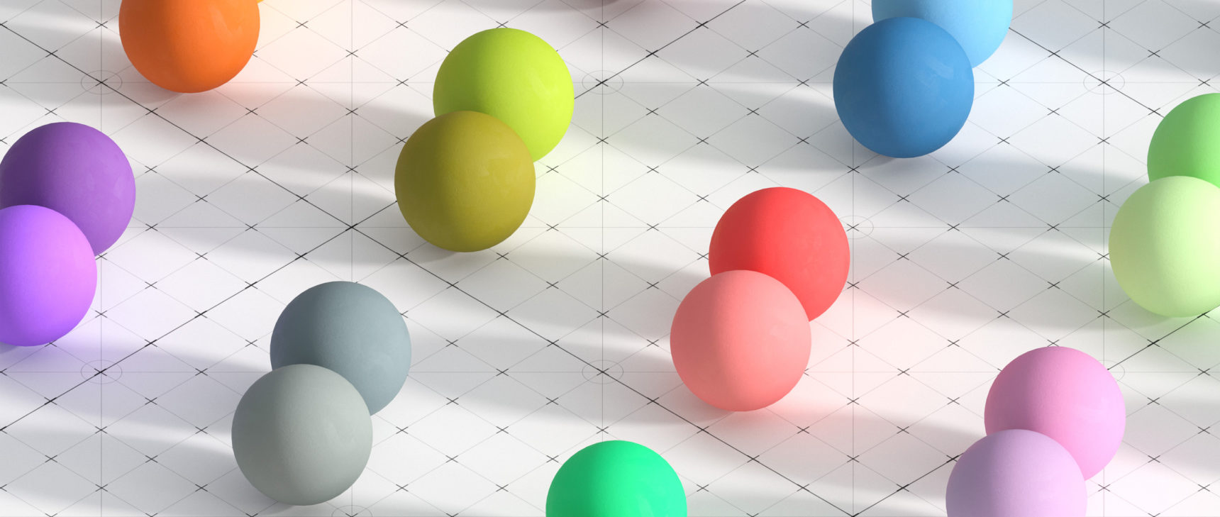 Colored spheres arranged in pairs.