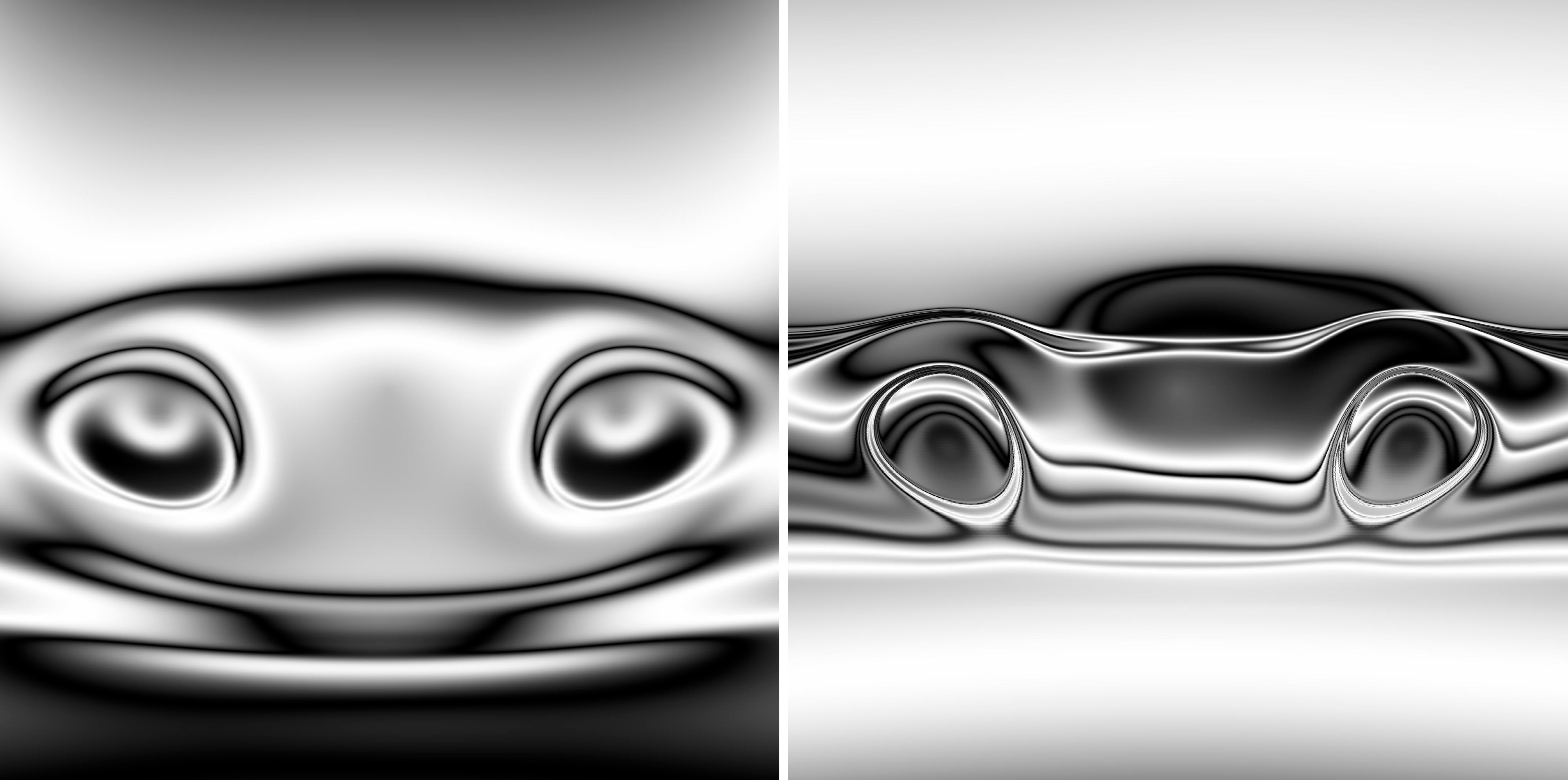 Alien and racecar abstract images.