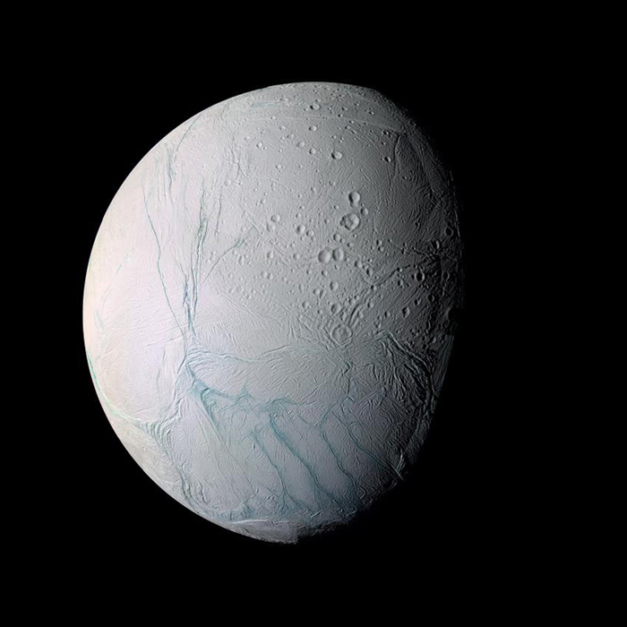 Enceladus and its surface.