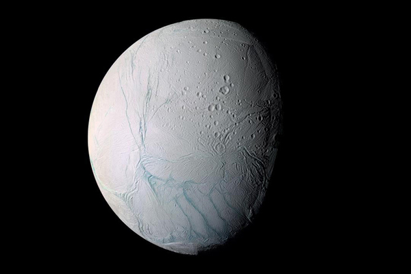 Enceladus and its surface.