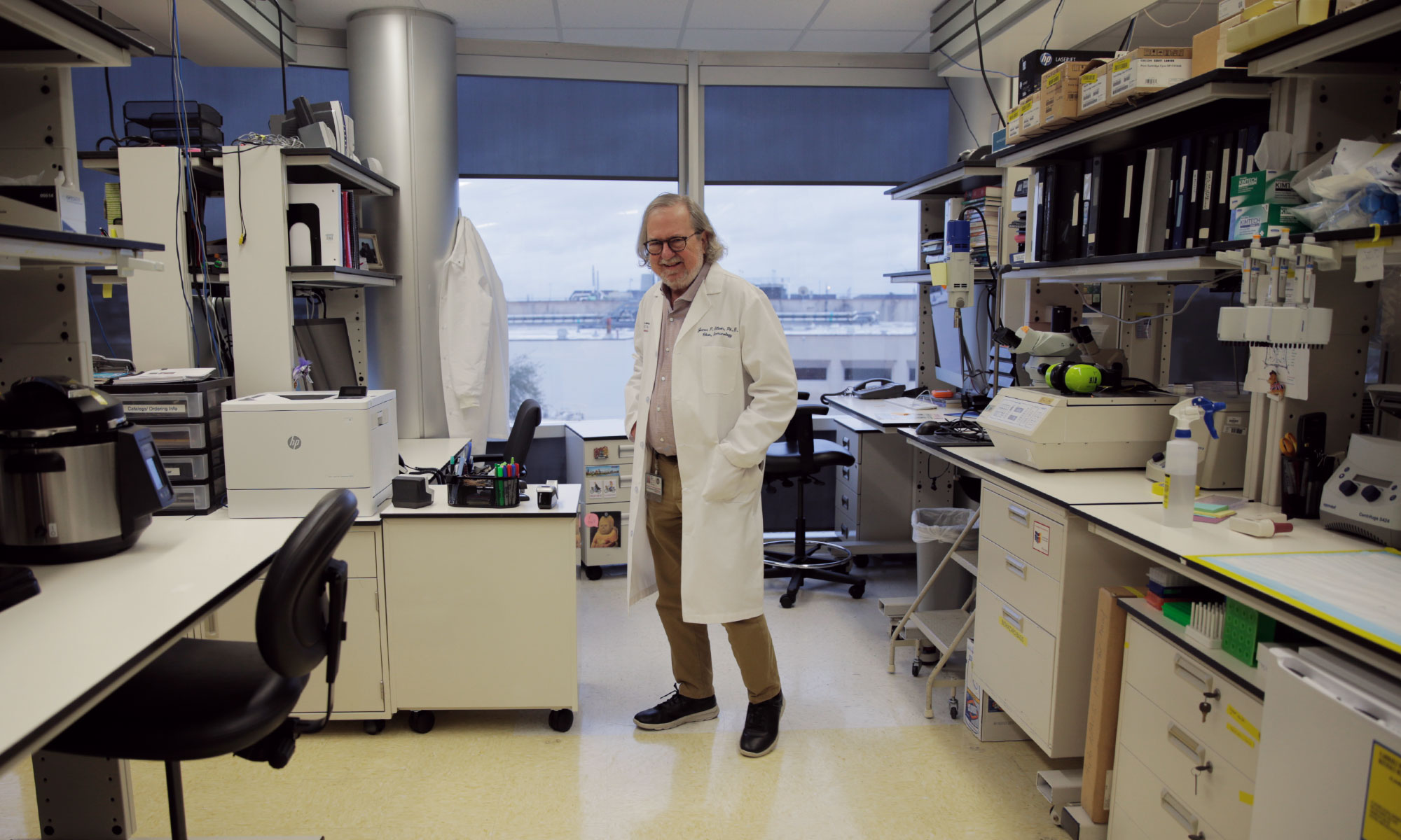 Jim Allison in his laboratory at MD Anderson Cancer Center in Houston.