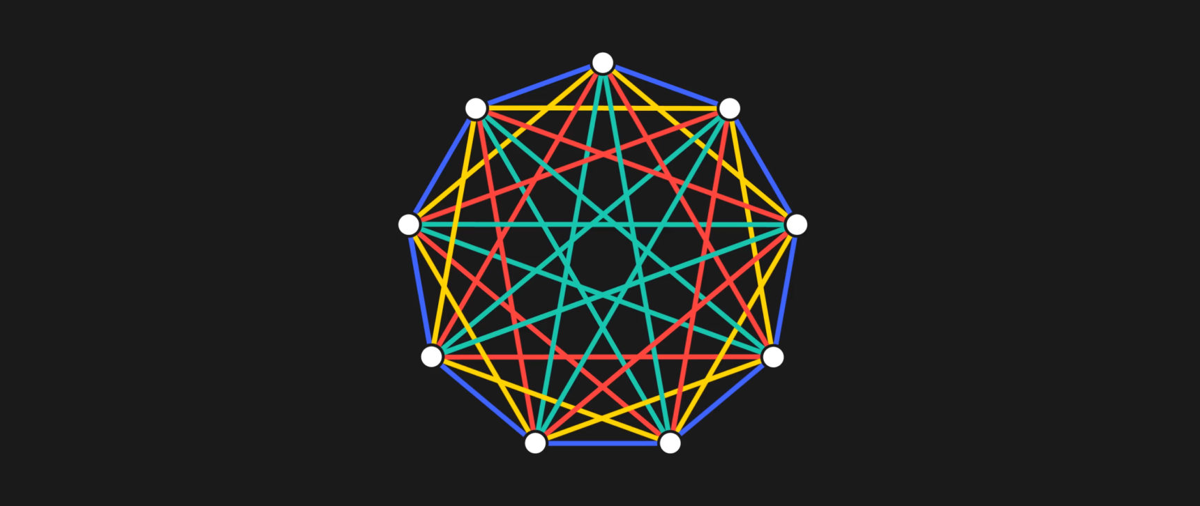 Animated demonstration of a colorful complete graph being tiled by a smaller tree