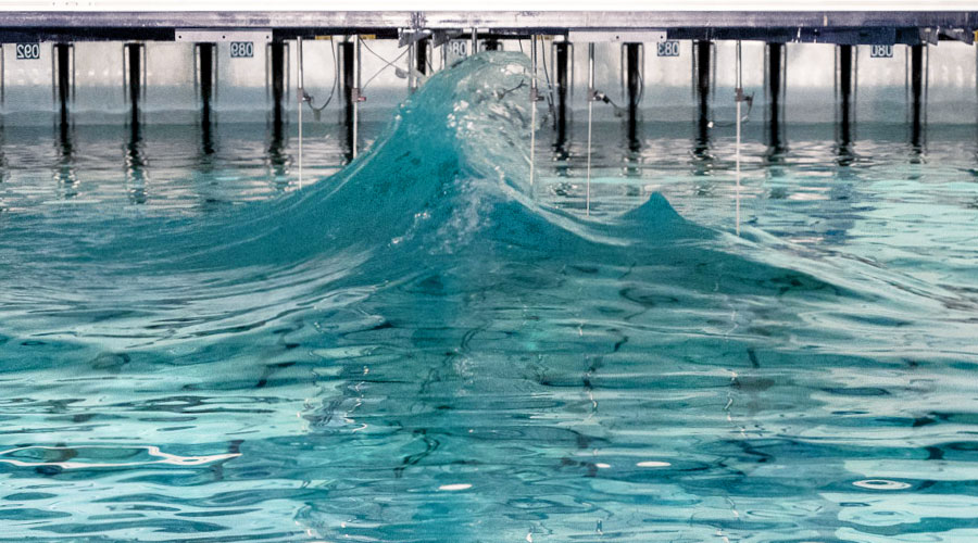 Wave simulation at the Flowave Ocean Research Energy Facility wave pool.