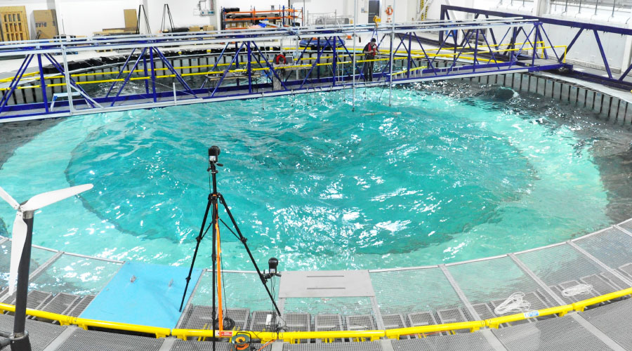 Wave simulation at the Flowave Ocean Research Energy Facility wave pool.