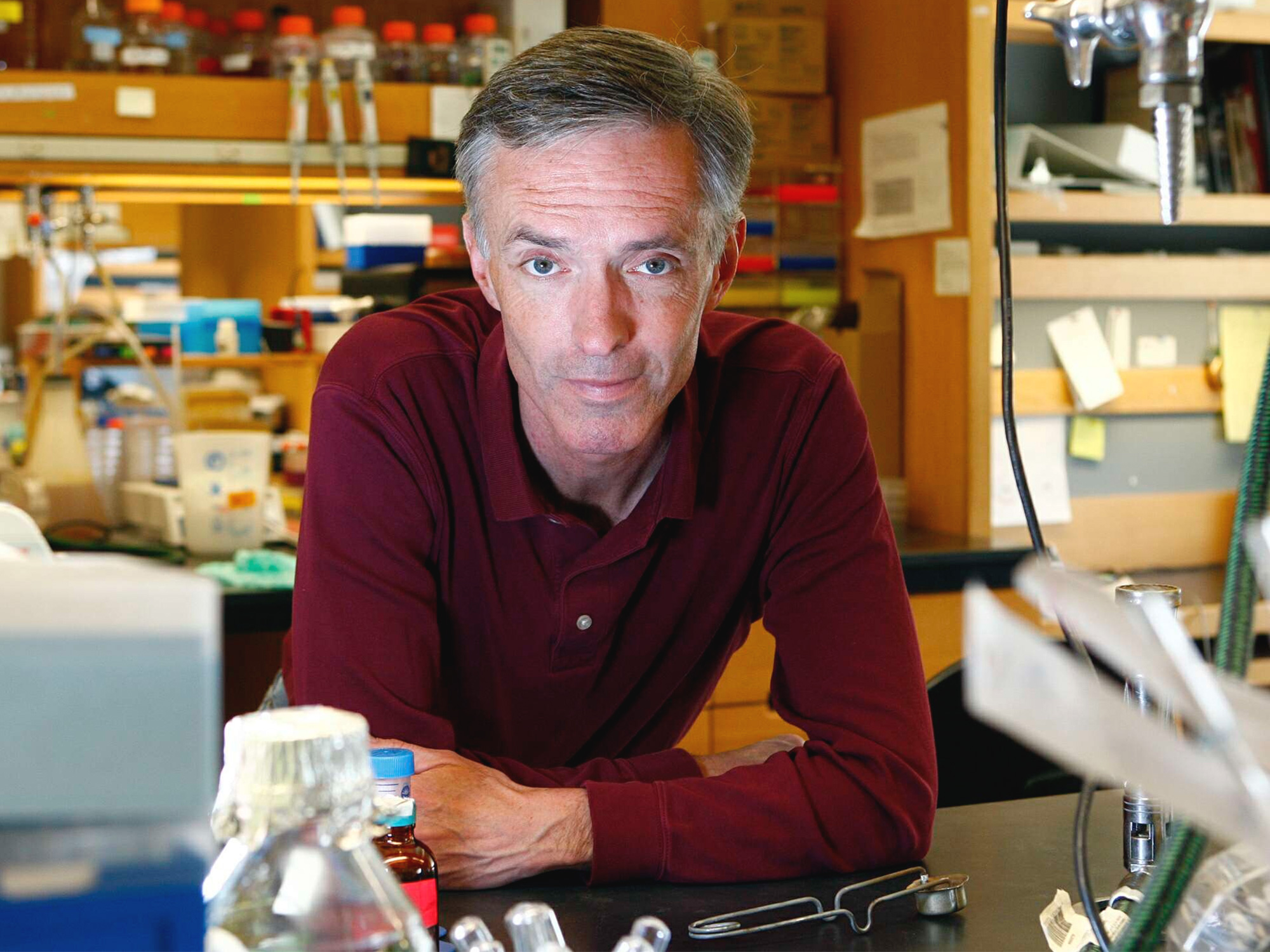 Portrait photo of James Collins in his laboratory.