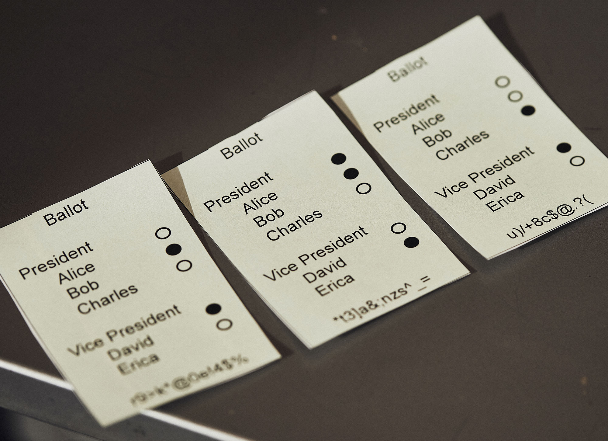 Photo of a ThreeBallot, which shows extra votes for every candidate