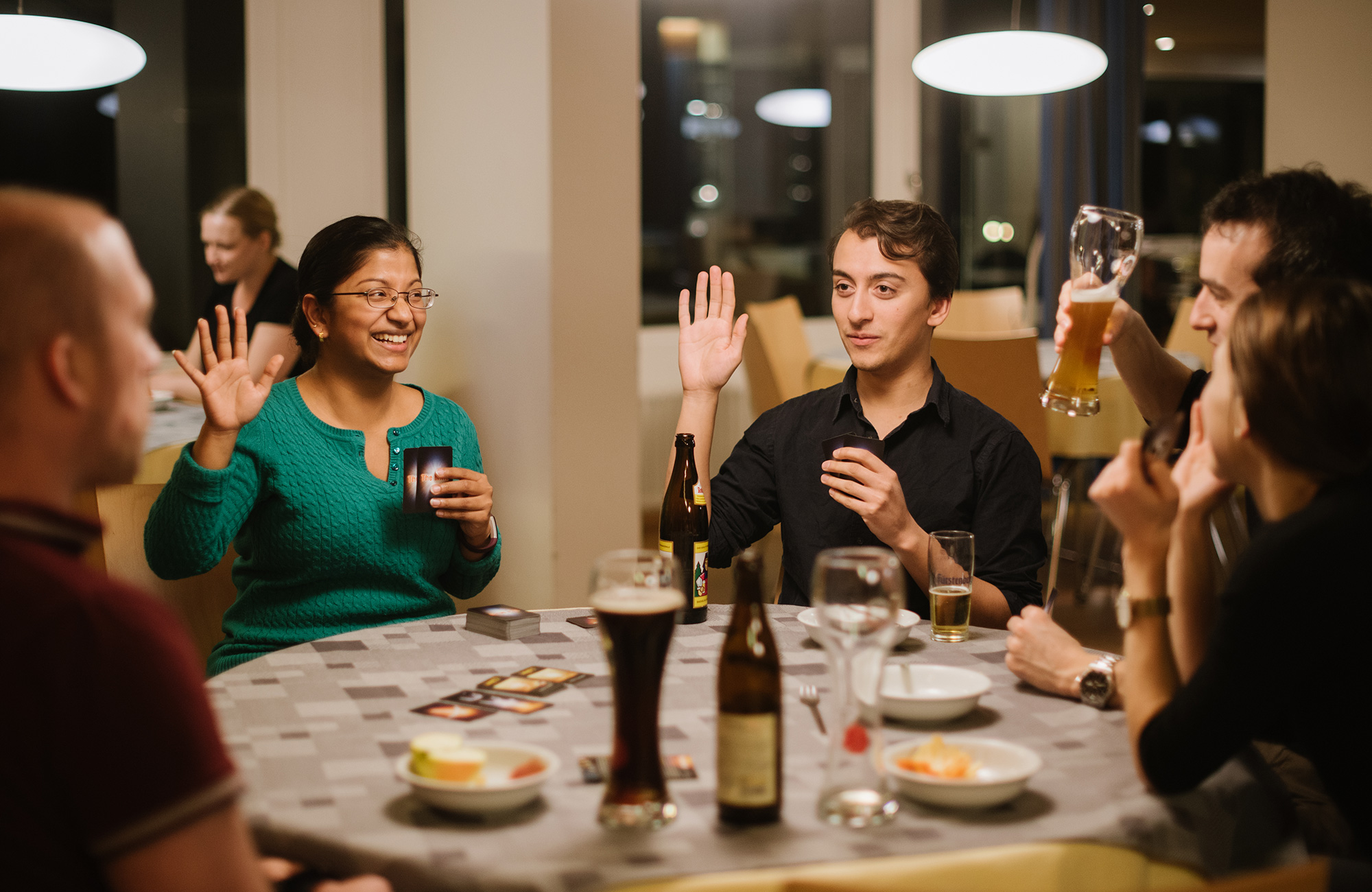 Photos showing mathematicians socializing and playing games