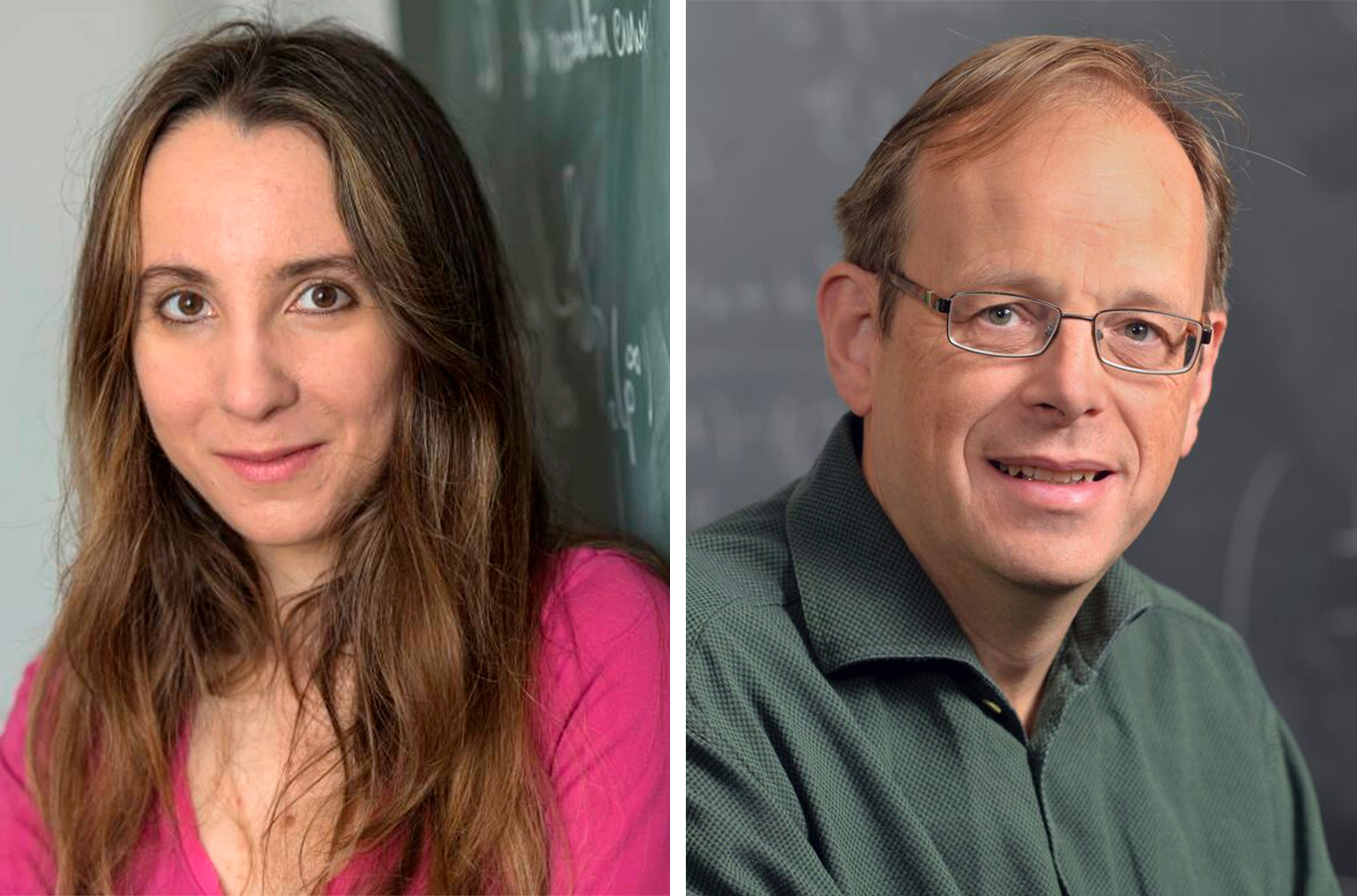 Portraits of the mathematicians Ana Caraiani and Richard Taylor.