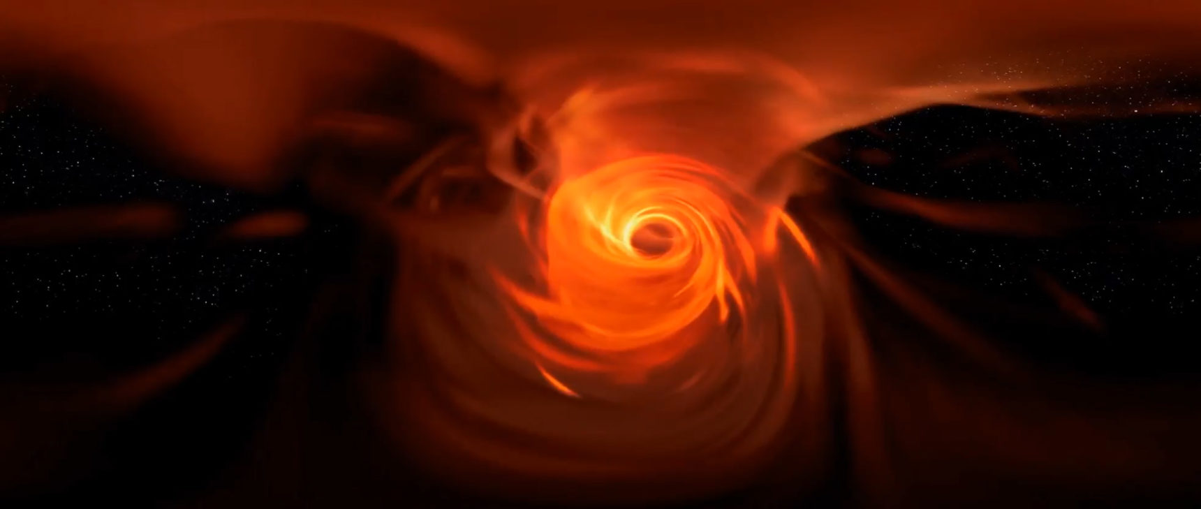 Video of hot gas falling into a supermassive black hole.