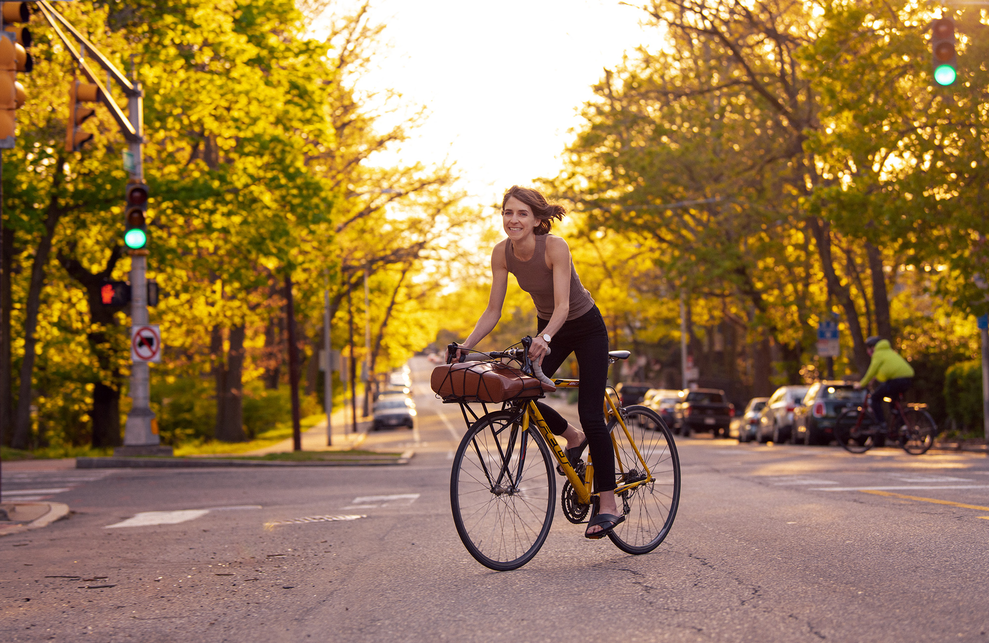 Lisa Piccirillo on a bicylcle