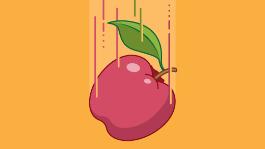 A falling apple.