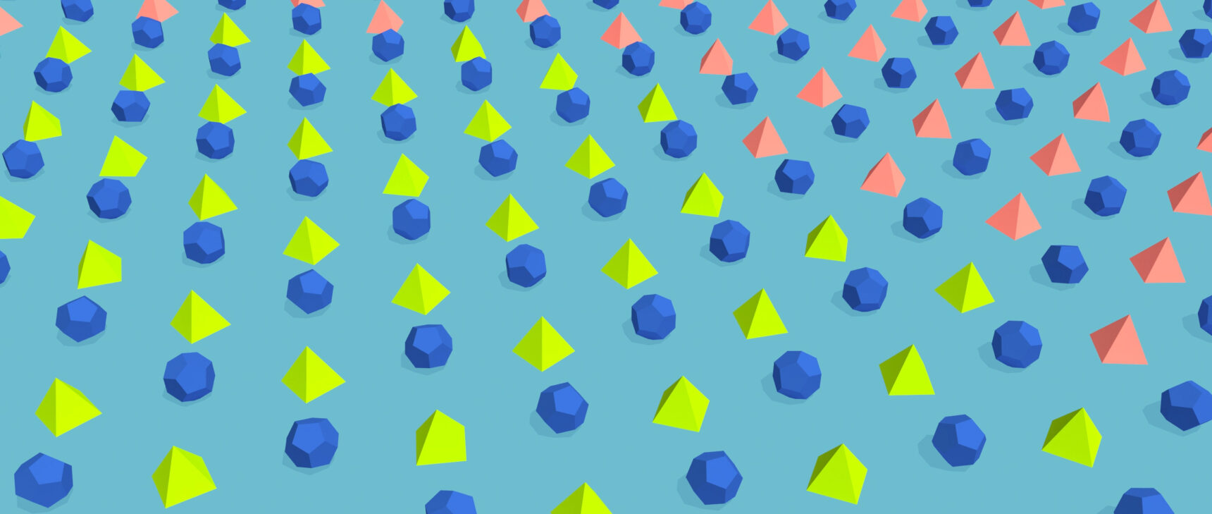 Animated illustration showing vulnerable red shapes become “infected” and turn green, amid immune blue shapes.