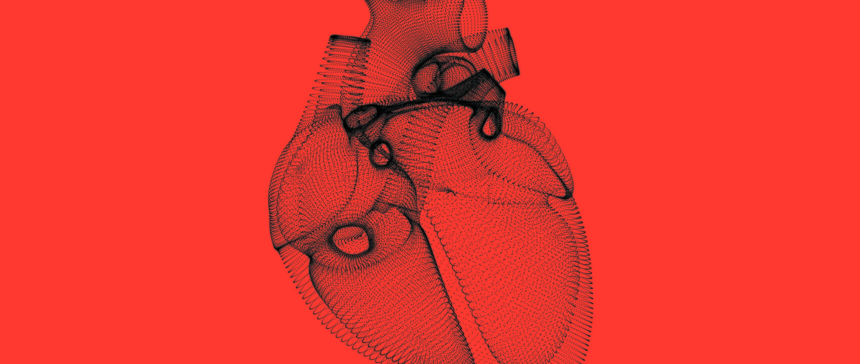 Simple line drawing of a beating human heart.