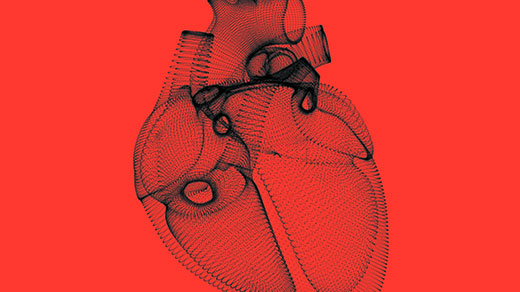 Simple line drawing of a beating human heart.