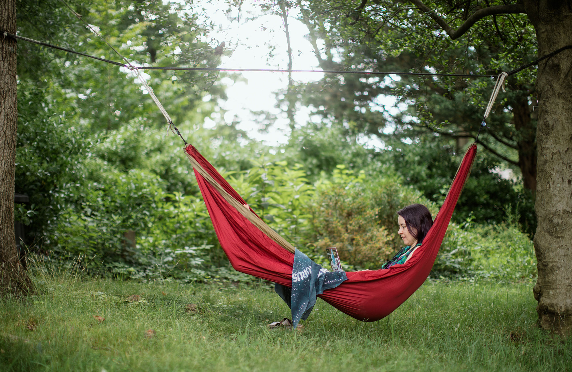 LizMacdonald in a hammock.