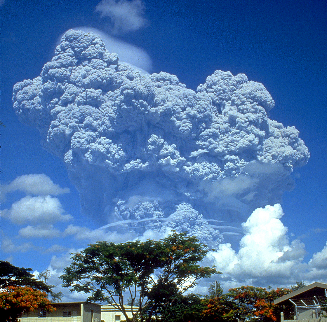 A giant plume of ash emanates from Mount Pinatubo in the Philippines.