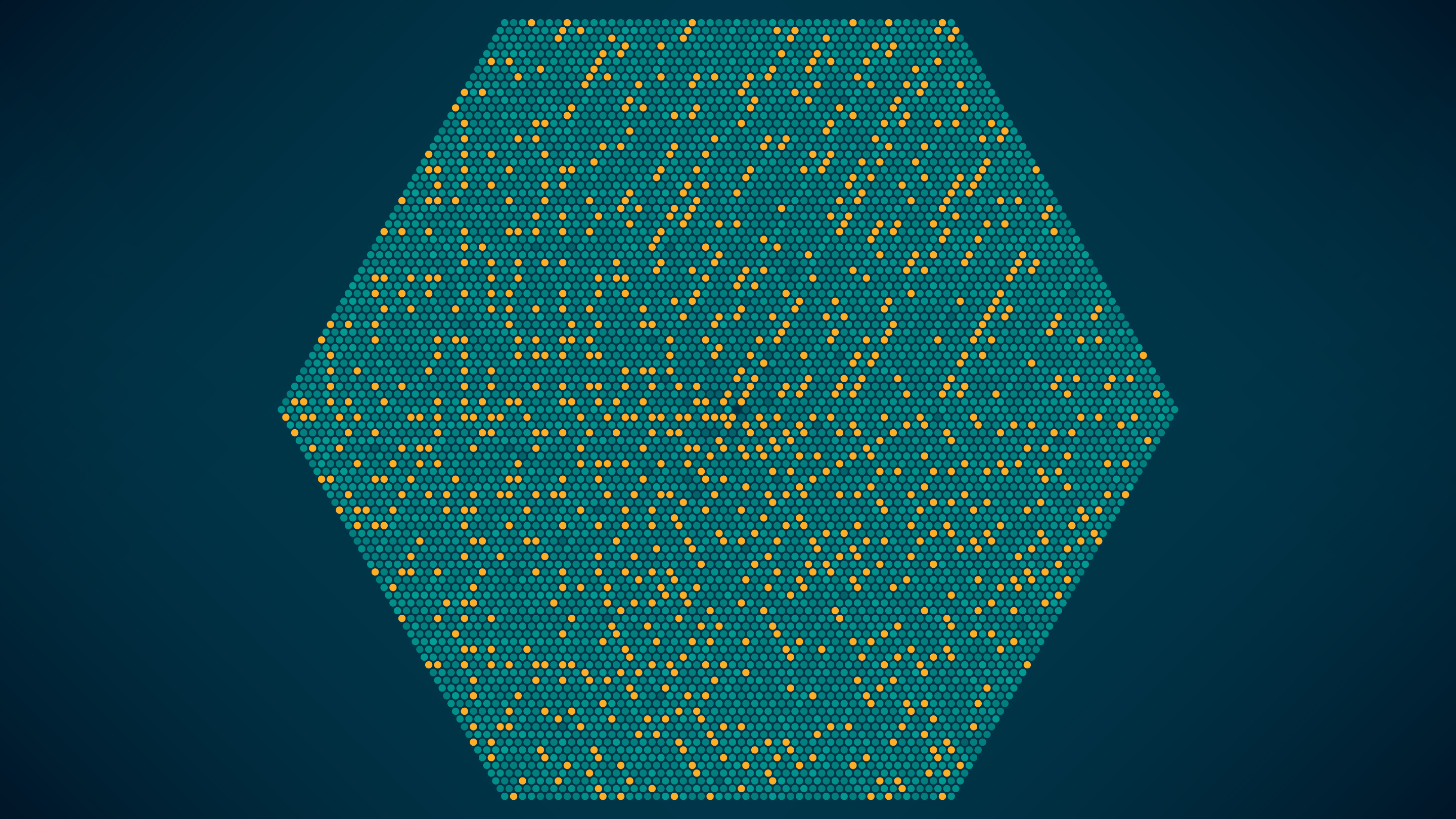 Visualization of the distribution of prime numbers in the shape of colorful dots in a hexagonal pattern