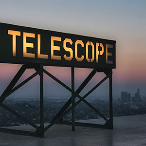 Photo of a sign reading “To Telescope” near Griffith Observatory in Los Angeles.