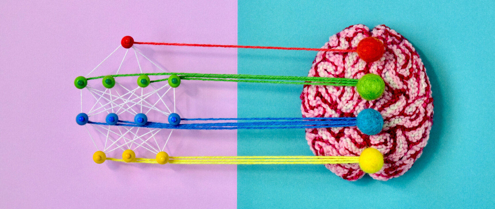 Yarn models of a deep learning network and a brain.