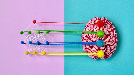 Yarn models of a deep learning network and a brain.