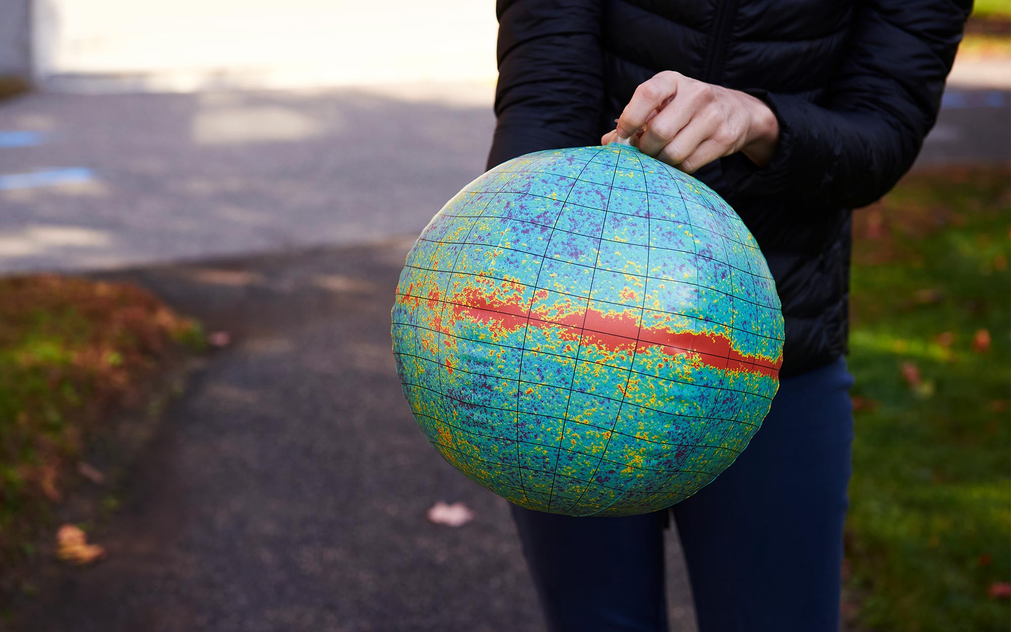 An inflatable toy map of the cosmic microwave background radiation.