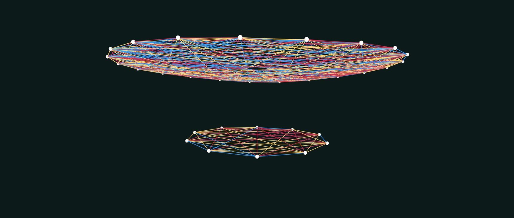 Illustration showing a large multicolored graph on top and a smaller one below, which is rising and growing bigger