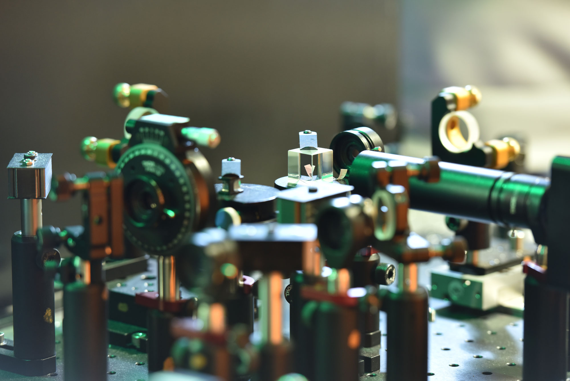 Optical equipment in a physics lab.