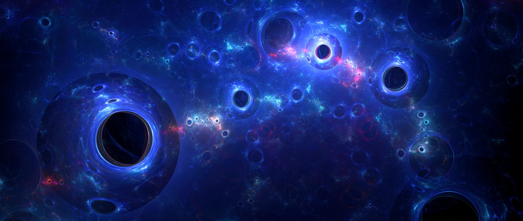 Black holes on a blue swirly background.