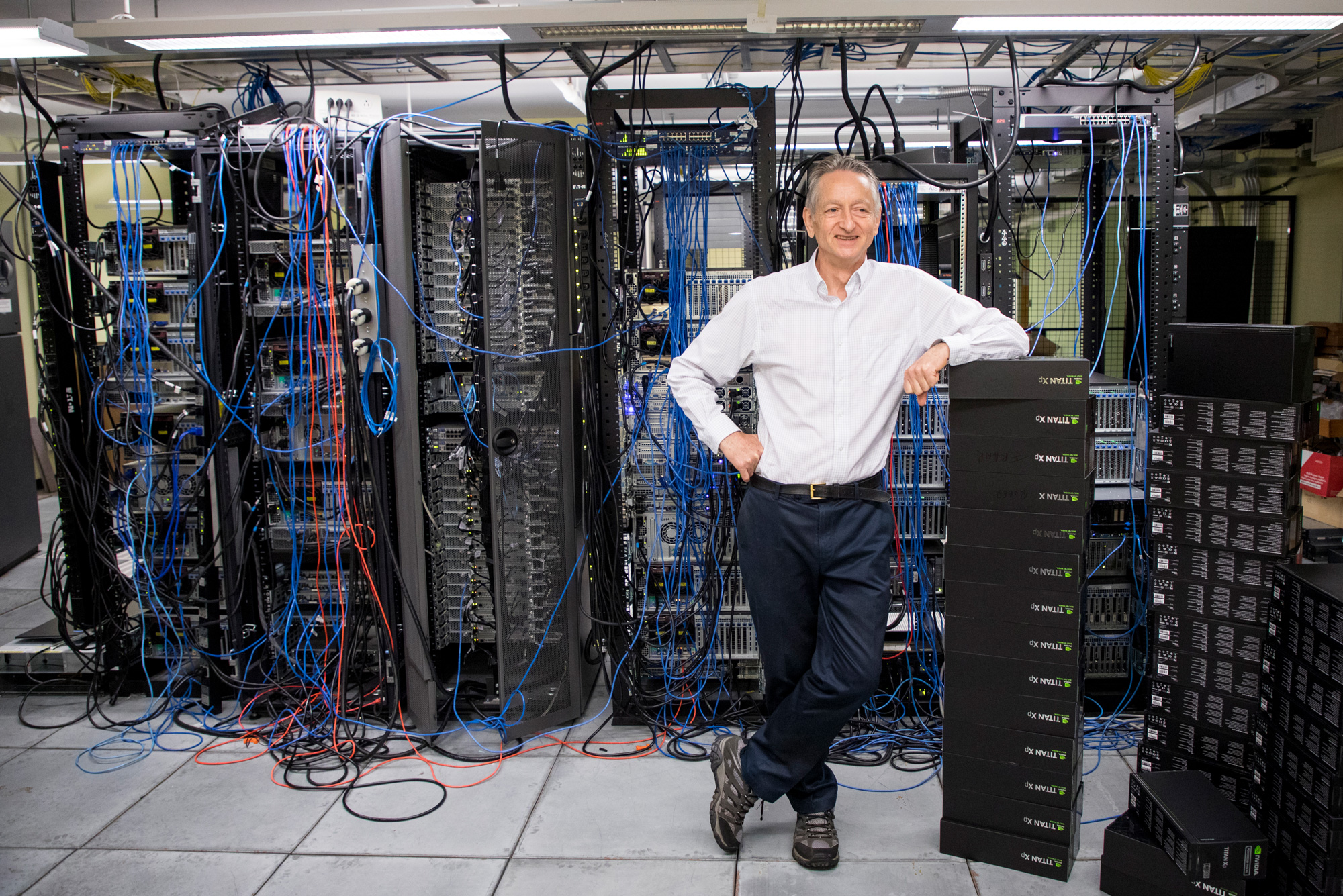 Photo of Geoffrey Hinton of the University of Toronto in his computer science laboratory.