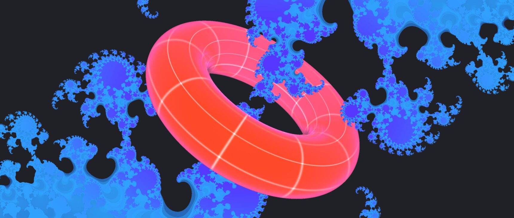 An illustration of a doughnut-shaped elliptic curve intertwined with the Julia set.