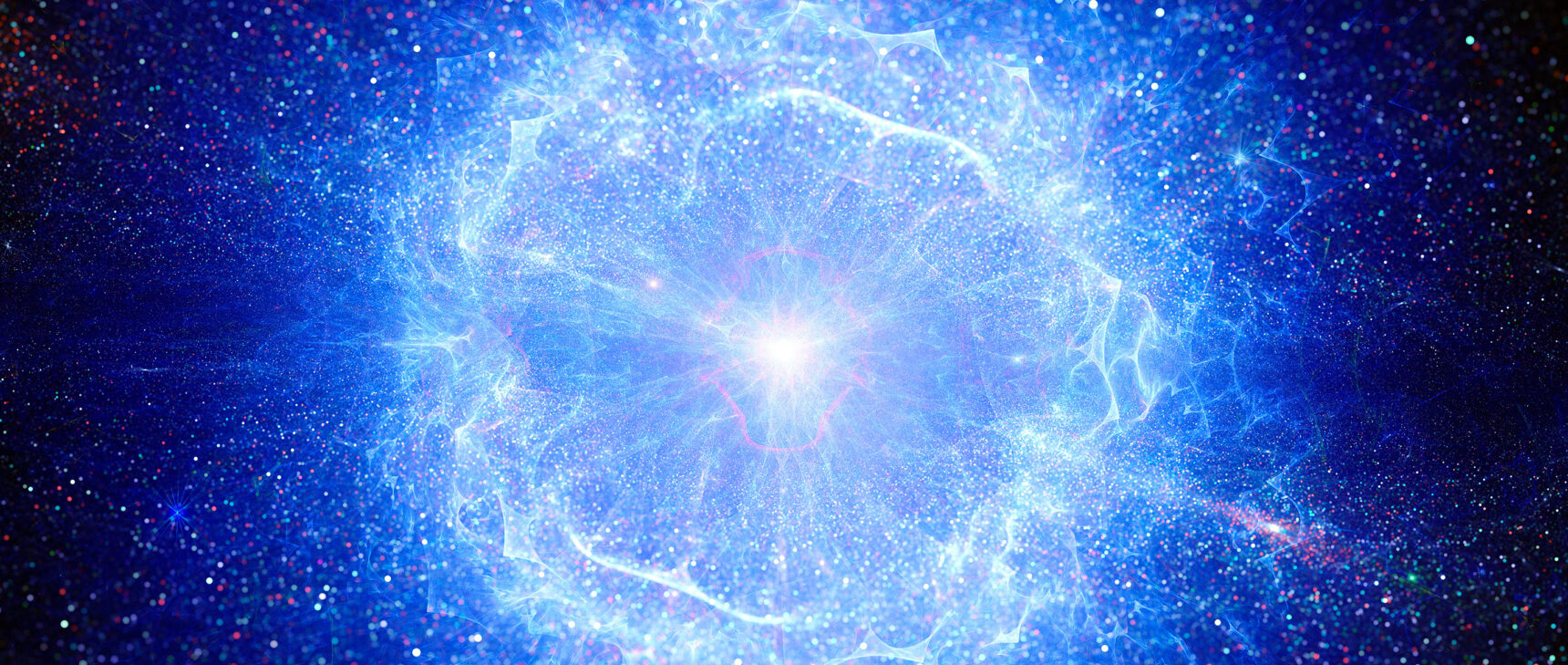 An illustration of a bright blue flash in space.